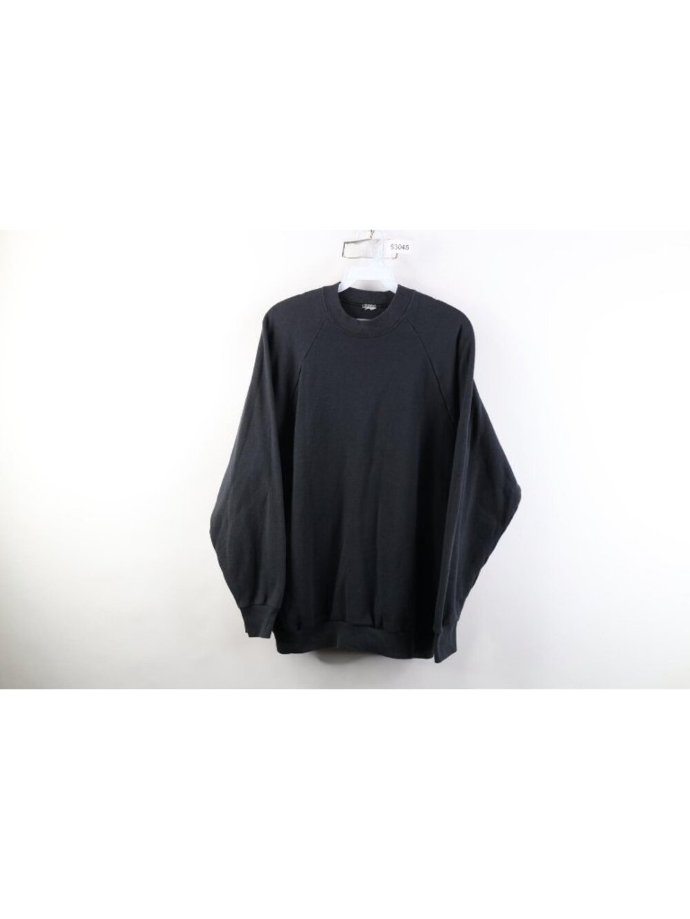 Vintage 90s Streetwear Mens Large Faded Blank Crewneck Sweatshirt Black USA